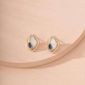 Simple Colorful Gold Stud Earrings